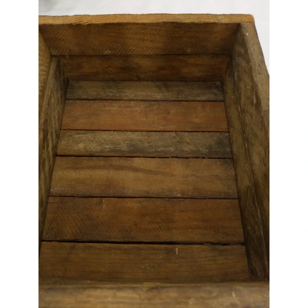 vtg Handmade Rustic Wooden Farmhouse‎ Crate Carry Basket Decor Planter Holder